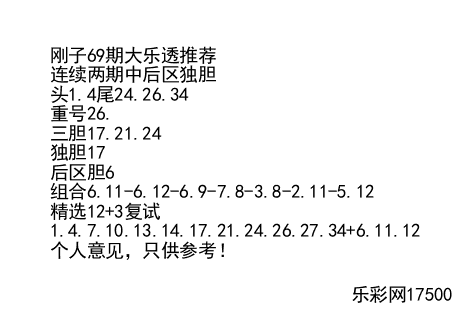 大乐透18069期综合分析推荐